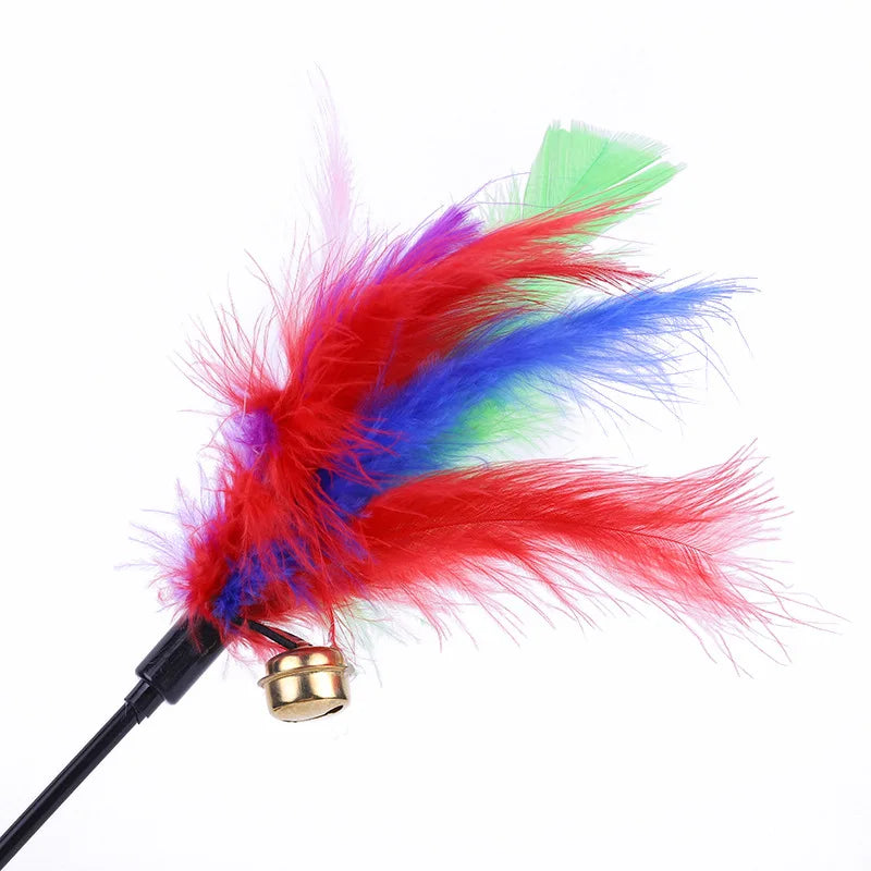 Feather cat teaser wand with bell