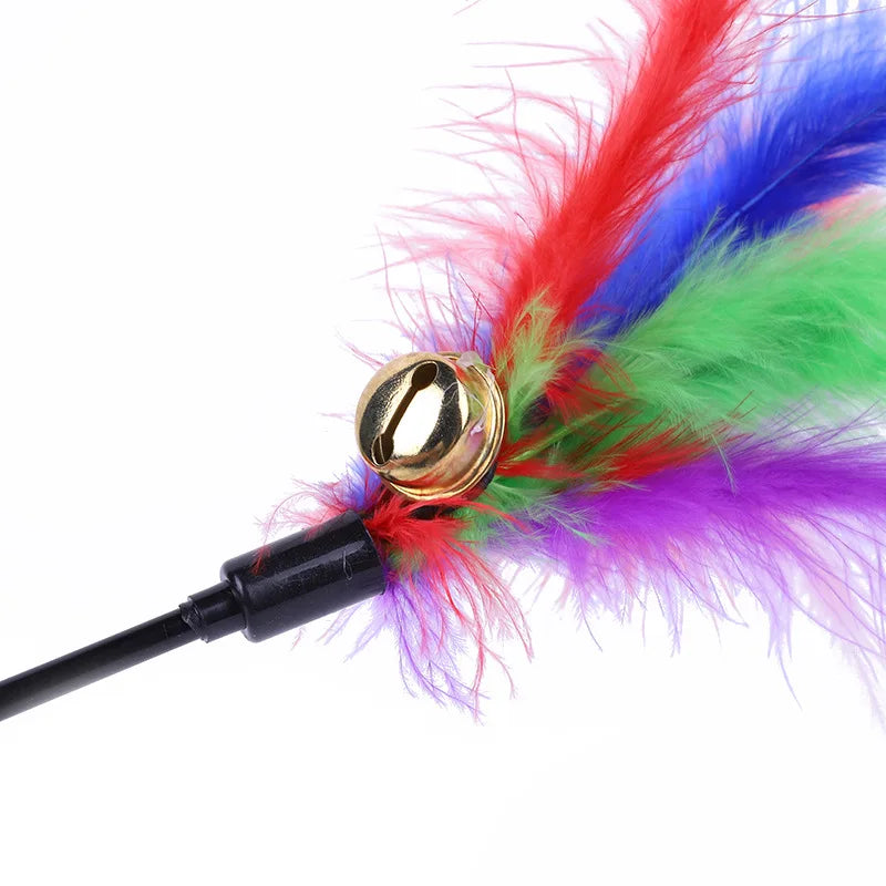 Feather cat teaser wand with bell