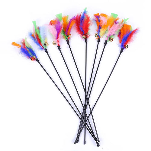 Feather cat teaser wand with bell