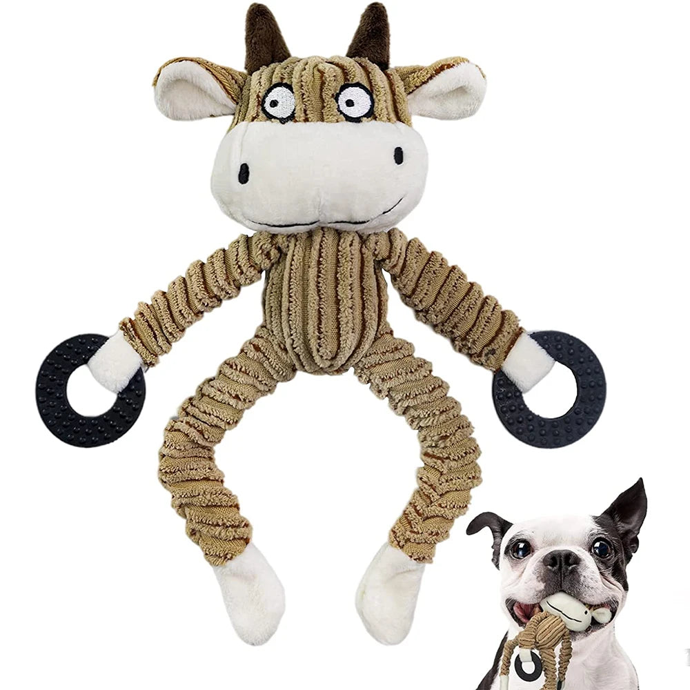Cow corduroy squeaky plush puppy toy