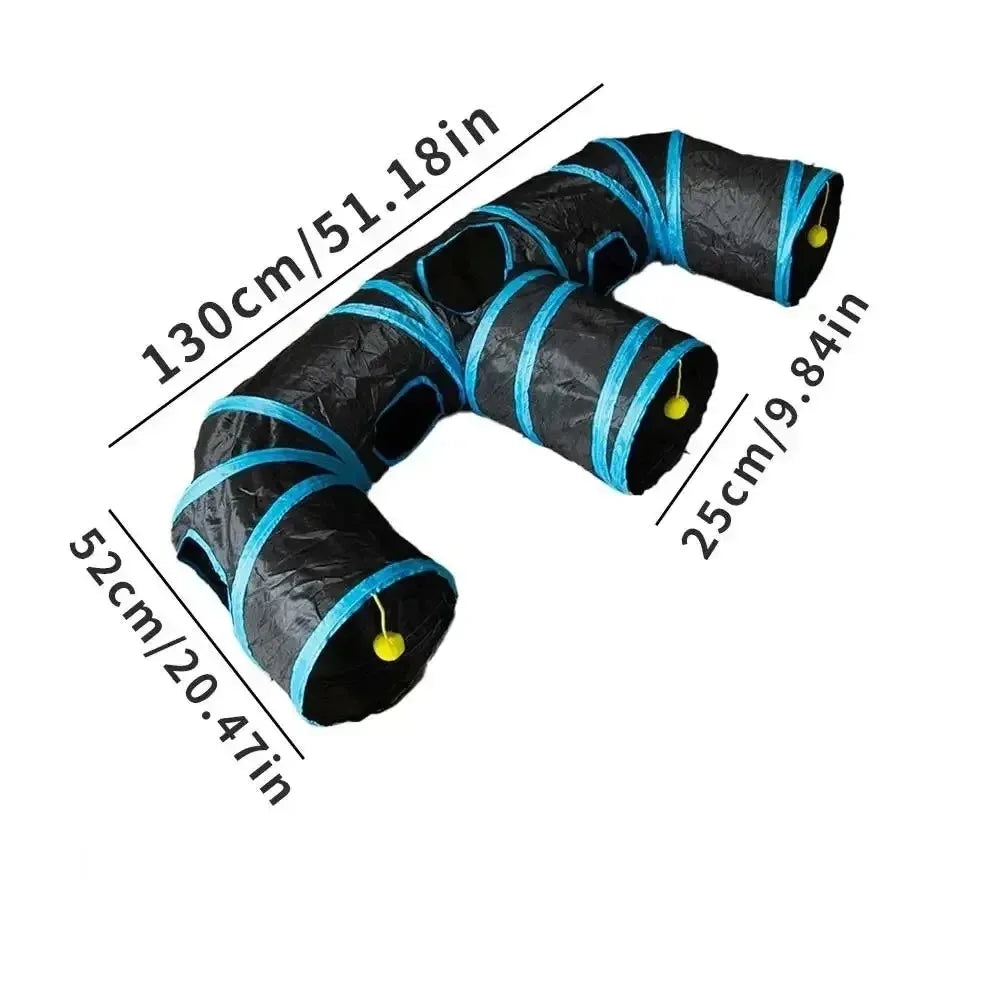 Black and blue S-shape 3-way kitten tunnel