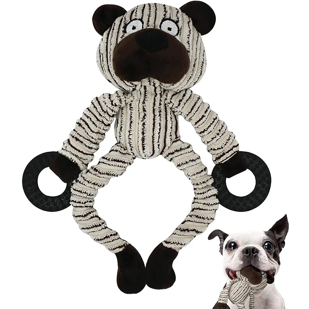 Bear corduroy squeaky plush puppy toy