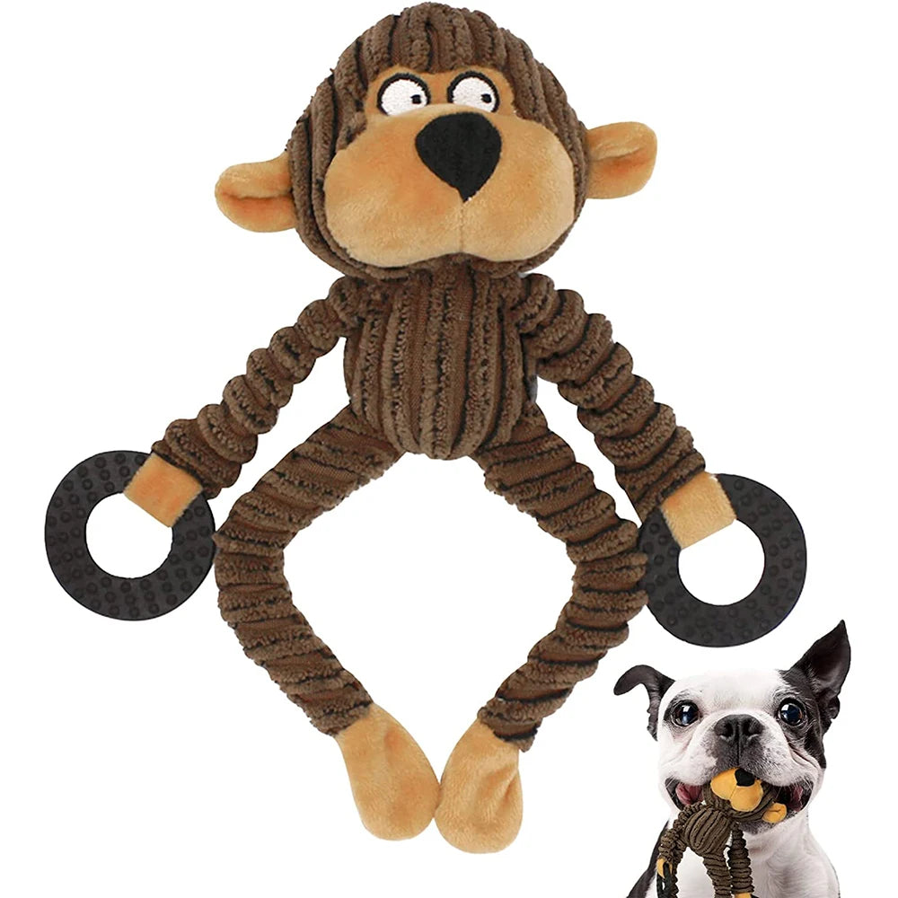 Monkey corduroy squeaky plush puppy toy
