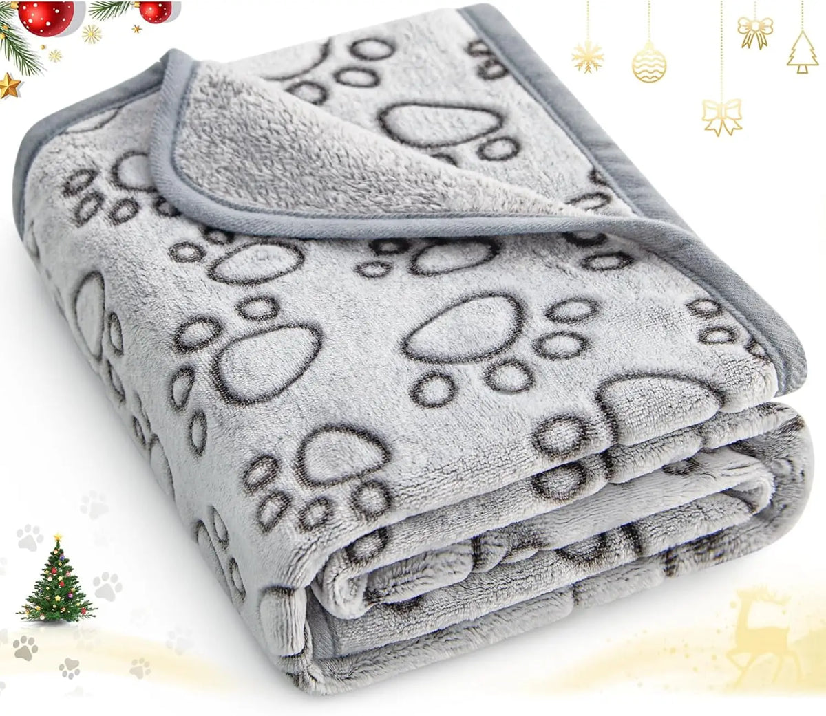 Grey paw-print blanket for puppies and kittens