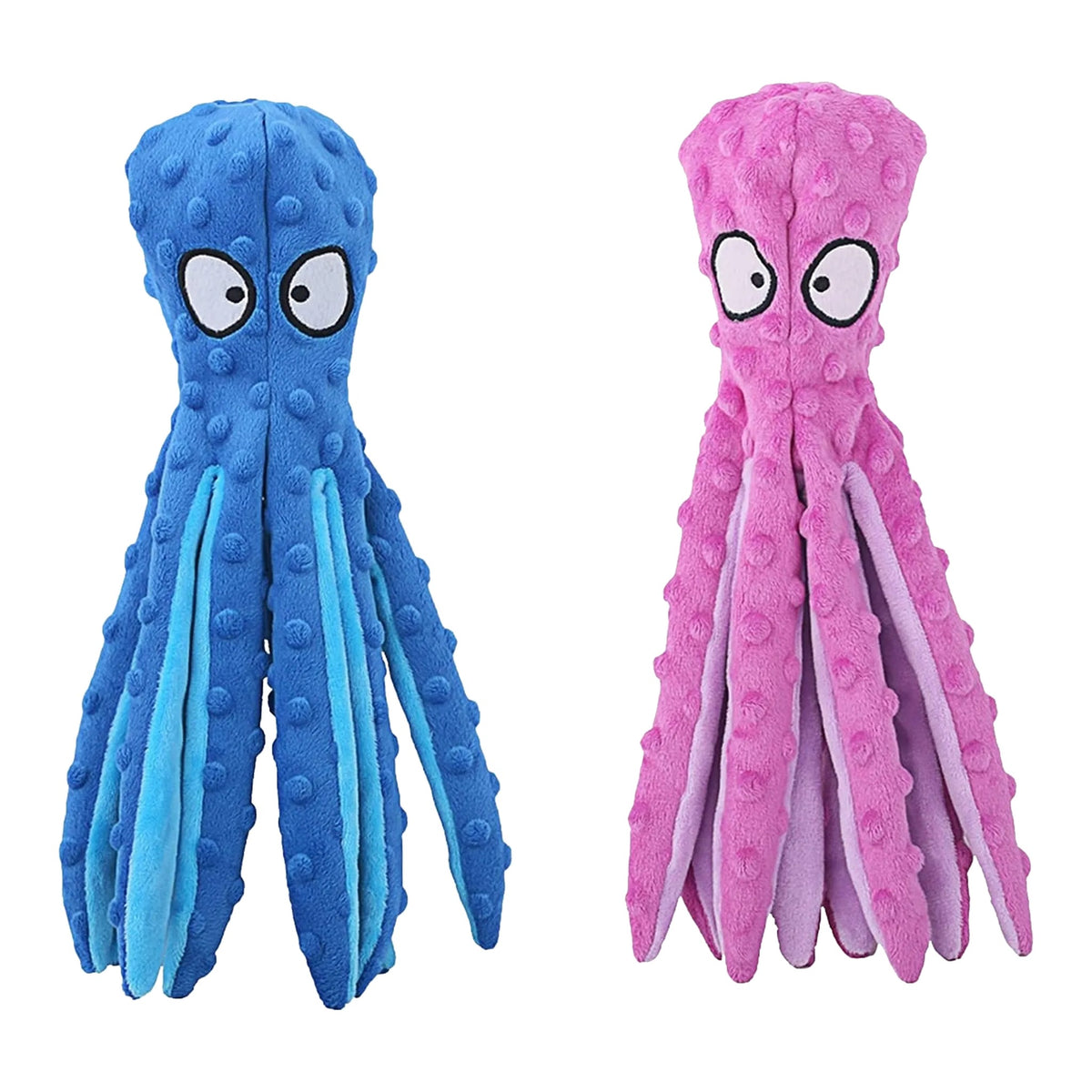 Stuffing free squeaky dog toys plush octopus 2 pack – photo 1