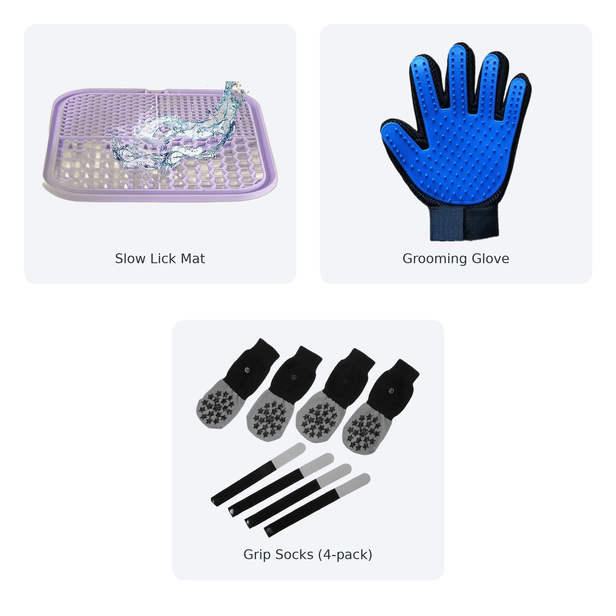 Welcome Home Kit: lick mat, grooming glove and grip socks