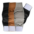 Three washable male dog belly bands in black, brown and grey