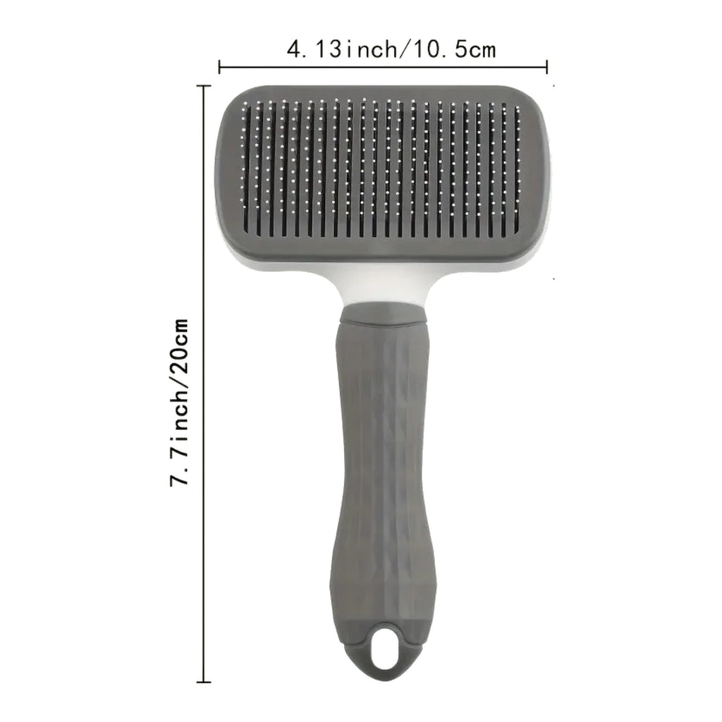 Self-cleaning slicker brush with measurements: head 4.13 in (10.5 cm), length 7.7 in (20 cm)