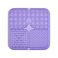 Purple square silicone lick mat with textured sections
