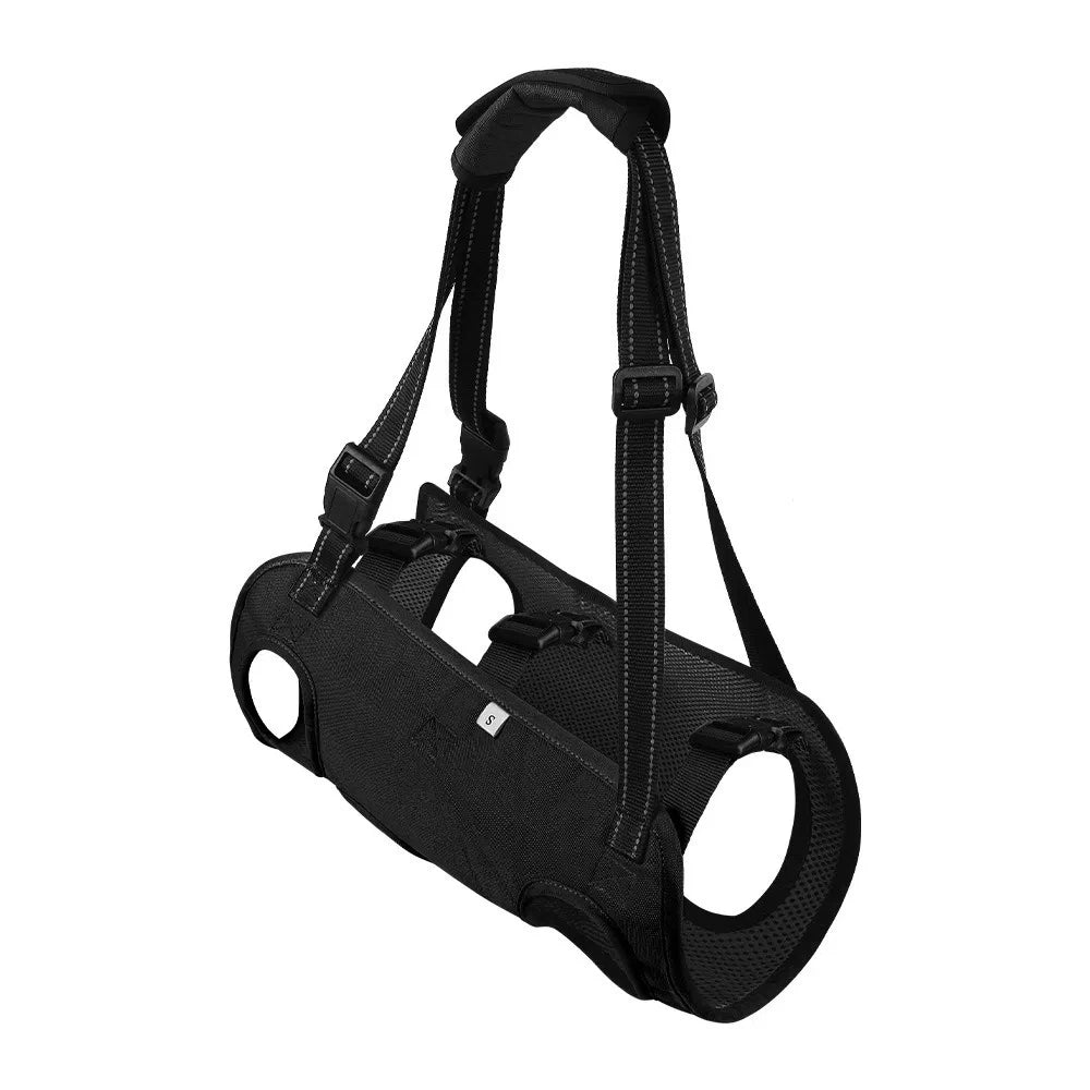 Black rear-leg lift sling with adjustable straps and padded handle
